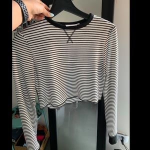 Urban Outfitters Long Sleeve Striped Crop Top